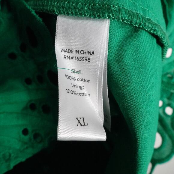 New Andie Women's XL Emerald Green Eyelet Lace Navarino Dress Summer 0170 - Picture 7 of 12